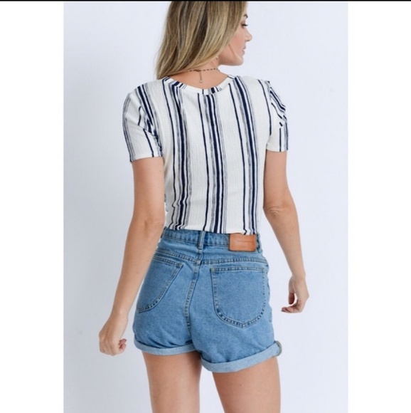 (1 Left) Can You Knot | Striped Front Tie Top - Picture 6 of 6